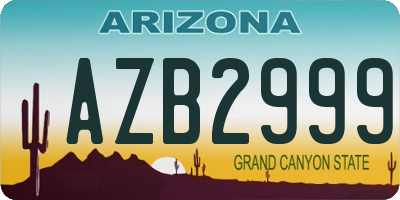 AZ license plate AZB2999