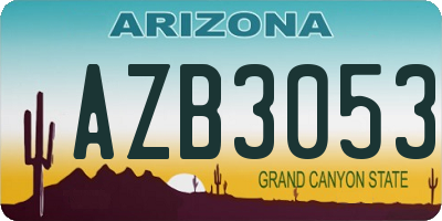 AZ license plate AZB3053