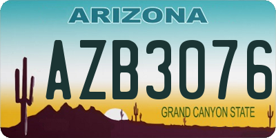 AZ license plate AZB3076
