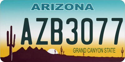 AZ license plate AZB3077