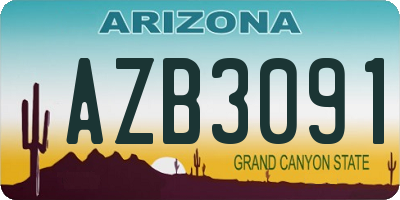 AZ license plate AZB3091