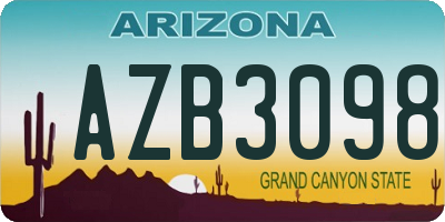AZ license plate AZB3098