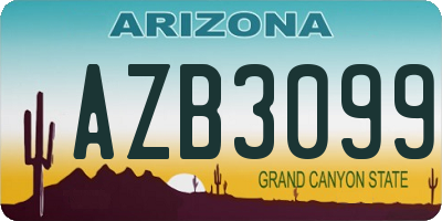 AZ license plate AZB3099