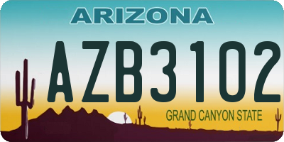 AZ license plate AZB3102