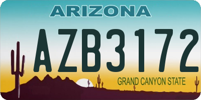 AZ license plate AZB3172