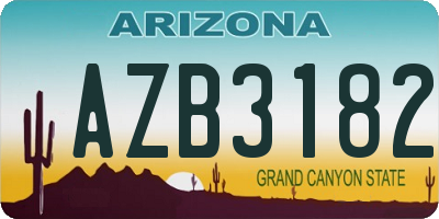 AZ license plate AZB3182