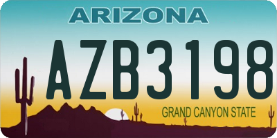 AZ license plate AZB3198