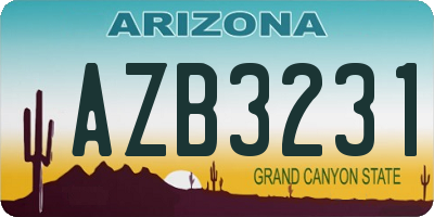 AZ license plate AZB3231