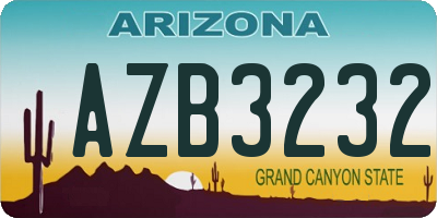 AZ license plate AZB3232