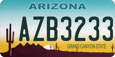 AZ license plate AZB3233