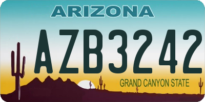 AZ license plate AZB3242