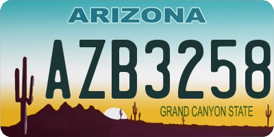 AZ license plate AZB3258