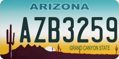 AZ license plate AZB3259
