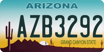 AZ license plate AZB3292