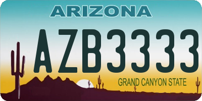 AZ license plate AZB3333