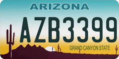 AZ license plate AZB3399