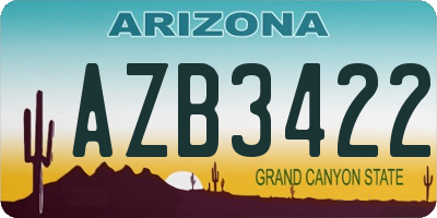 AZ license plate AZB3422