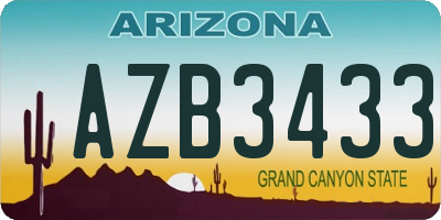 AZ license plate AZB3433