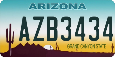 AZ license plate AZB3434