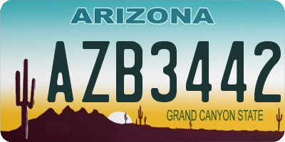 AZ license plate AZB3442