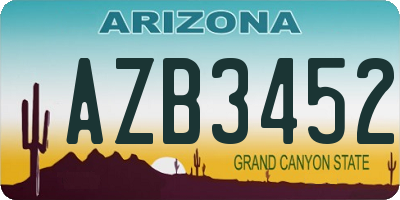 AZ license plate AZB3452