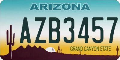 AZ license plate AZB3457