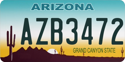 AZ license plate AZB3472