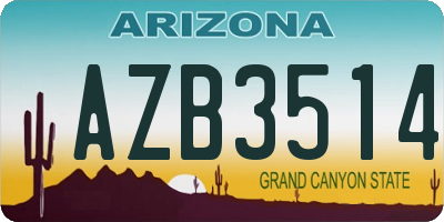 AZ license plate AZB3514