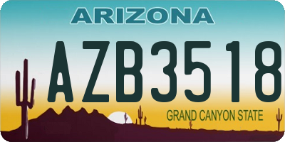 AZ license plate AZB3518