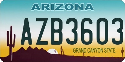 AZ license plate AZB3603