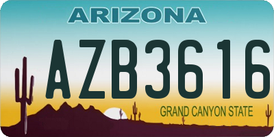 AZ license plate AZB3616