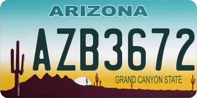 AZ license plate AZB3672