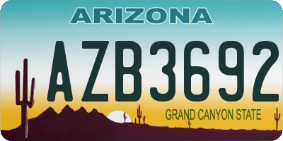 AZ license plate AZB3692