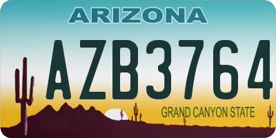 AZ license plate AZB3764