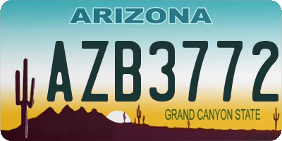 AZ license plate AZB3772