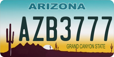 AZ license plate AZB3777