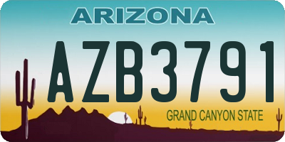 AZ license plate AZB3791