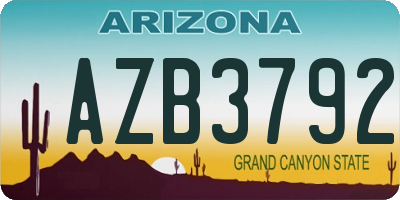 AZ license plate AZB3792