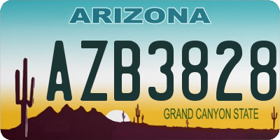 AZ license plate AZB3828