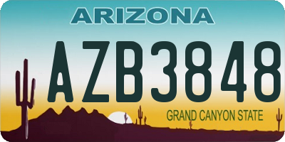 AZ license plate AZB3848