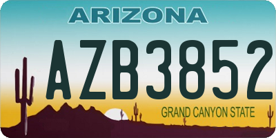 AZ license plate AZB3852