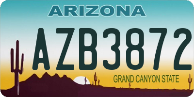 AZ license plate AZB3872