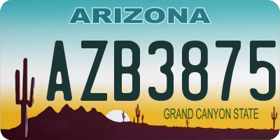 AZ license plate AZB3875