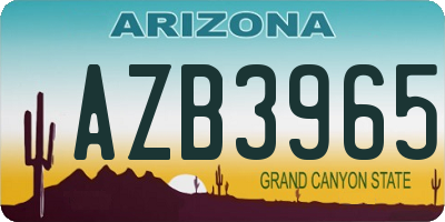 AZ license plate AZB3965