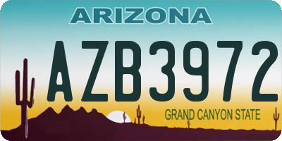 AZ license plate AZB3972
