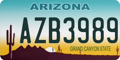 AZ license plate AZB3989