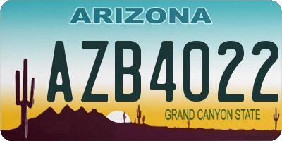 AZ license plate AZB4022