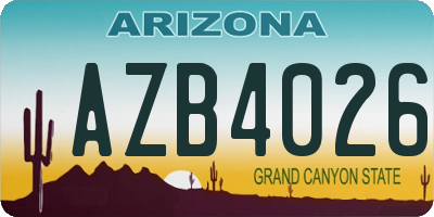 AZ license plate AZB4026