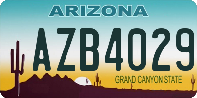 AZ license plate AZB4029