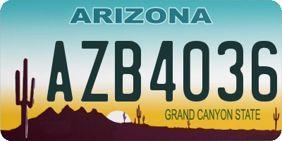 AZ license plate AZB4036